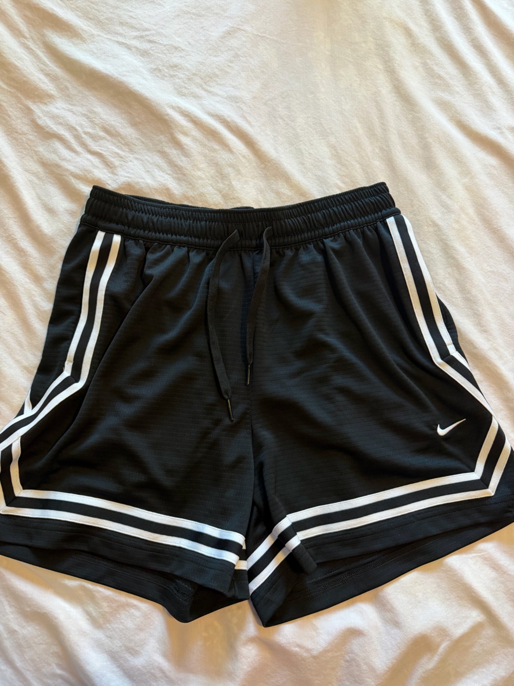 Nike Black Athletic Shorts with White Stripe Trim W/pockets